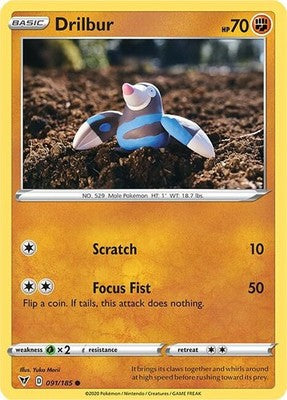 Drilbur 091/185 SWSH04: Vivid Voltage Pokémon TCG