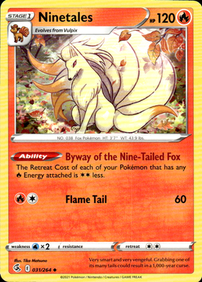 Ninetales (31) Fusion Strike 031/264 Uncommon Pokémon — English Lightly Played