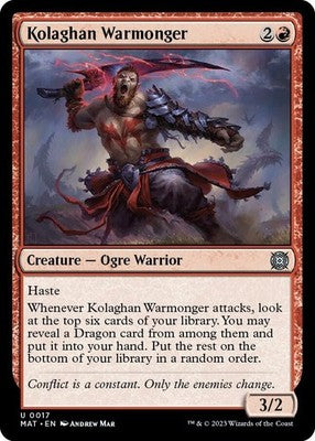 Kolaghan Warmonger MAT 17 Foil NM Magic: The Gathering