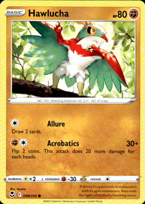 Hawlucha Silver Tempest 098/195 Common Pokémon — English Lightly Played