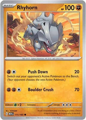 Rhyhorn 111/165 SV: Scarlet & Violet 151 Pokémon TCG