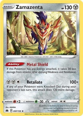 Zamazenta 097/159 SWSH: Crown Zenith Reverse Holofoil Pokémon TCG