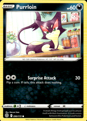 Purrloin Brilliant Stars 090/172 Common Pokémon — English Near Mint