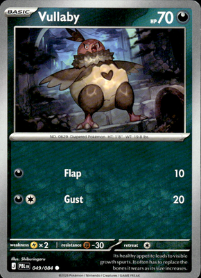 Vullaby Pitch Black 49/84 Common Pokémon — English Lightly Played