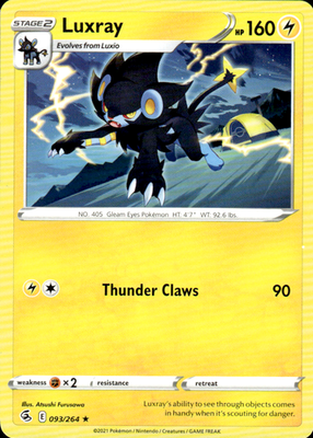 Luxray Fusion Strike 093/264 Rare Pokémon — English Lightly Played