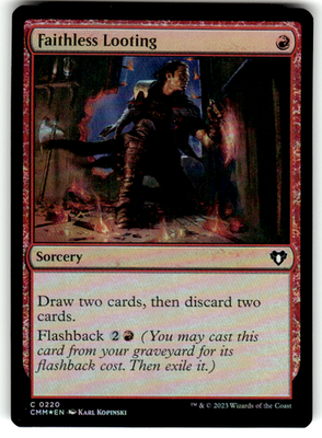 Faithless Looting Commander Masters 220 C Foil Magic: The Gathering Near Mint
