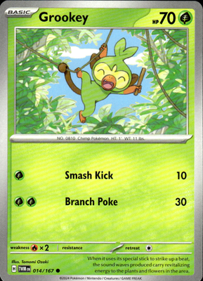 Grookey Twilight Masquerade 014/167 Common Pokémon — English Near Mint