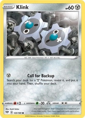 Klink 125/189 SWSH03: Darkness Ablaze Pokémon TCG