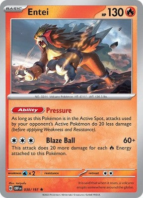 Entei 030/197 SV03: Obsidian Flames Holofoil Pokémon TCG