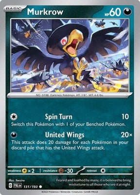 Murkrow 131/193 SV02: Paldea Evolved Reverse Holofoil Pokémon TCG