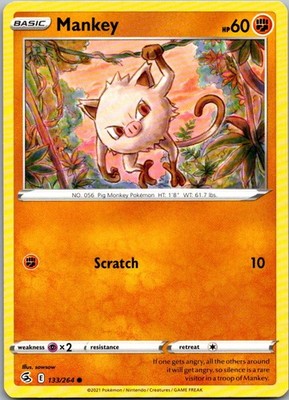 Mankey 133/264 Common Fusion Strike Pokemon Lightly Played