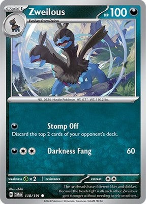 Zweilous 118/191 SV08: Surging Sparks Reverse Holofoil Pokémon TCG