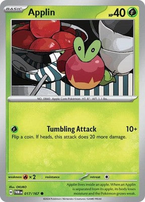 Applin 017/167 SV06: Twilight Masquerade Reverse Holofoil Pokémon TCG