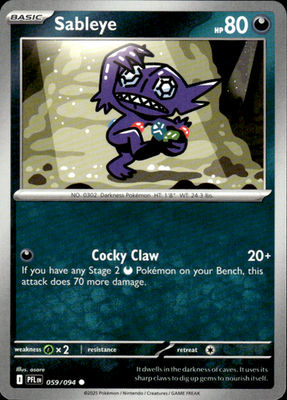 Sableye Phantasmal Flames 059/094 Common Pokémon — English Lightly Played