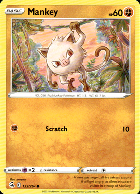 Mankey Fusion Strike 133/264 Common Pokémon — English Lightly Played