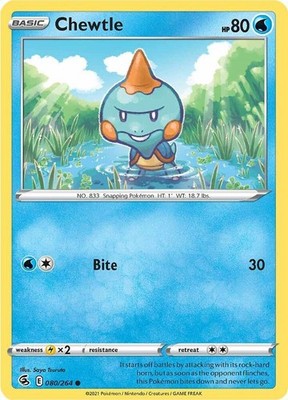 Chewtle 080/264 SWSH08: Fusion Strike Reverse Holofoil Pokémon TCG