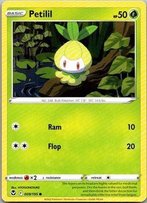 Petilil 009/195 Common Silver Tempest Pokemon Near Mint