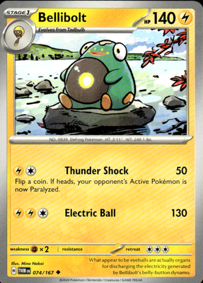 Bellibolt Twilight Masquerade 074/167 Uncommon Pokémon — English Near Mint