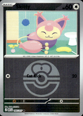 Skitty (Love Ball) Ascended Heroes 165/217 Common Reverse Holo Pokémon — English