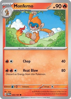 Monferno 032/167 SV06: Twilight Masquerade Pokémon TCG
