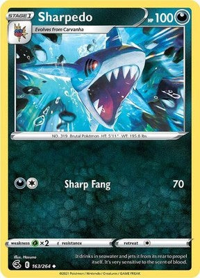 Sharpedo 163/264 SWSH08: Fusion Strike Reverse Holofoil Pokémon TCG