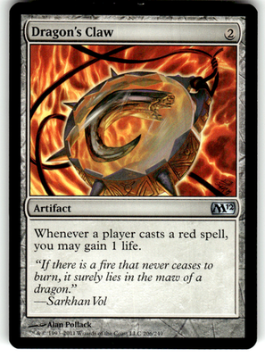 Dragon's Claw Magic 2012 (M12) 206 U Magic: The Gathering Lightly Played