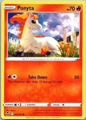 Ponyta 021/195 Common Silver Tempest Pokemon Near Mint