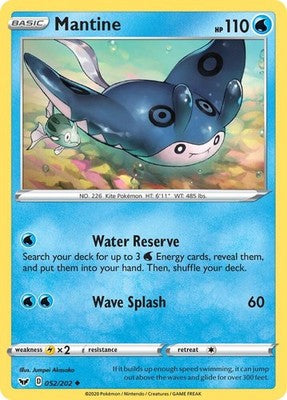 Mantine 052/202 SWSH01: Sword & Shield Base Set Pokémon TCG