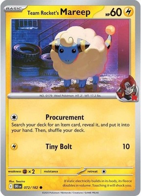 Team Rocket's Mareep 072/182 SV10: Destined Rivals Reverse Holofoil Pokémon TCG