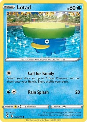 Lotad 032/203 SWSH07: Evolving Skies Reverse Holofoil Pokémon TCG