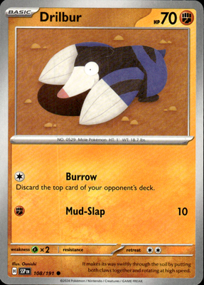 Drilbur Surging Sparks 108/191 Common Pokémon — English Near Mint