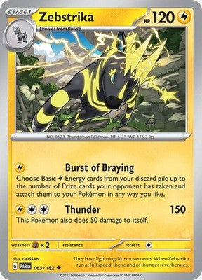 Zebstrika 063/182 SV04: Paradox Rift Reverse Holofoil Pokémon TCG