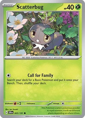 Scatterbug 005/191 SV08: Surging Sparks Reverse Holofoil Pokémon TCG
