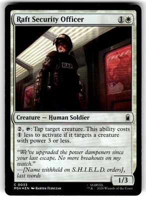 Raft Security Officer Marvel Super Heroes 33 C Foil Magic: The Gathering