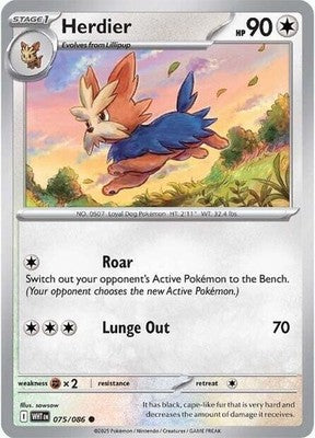 Herdier 075/086 SV: White Flare Reverse Holofoil Pokémon TCG