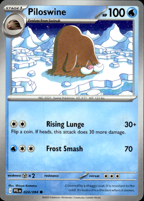 Piloswine Phantasmal Flames 024/094 Common Pokémon — English Lightly Played