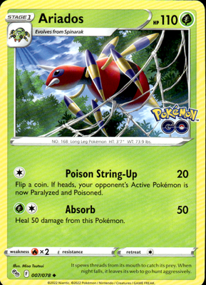 Ariados Pokemon GO 007/078 Uncommon Pokémon — English Lightly Played