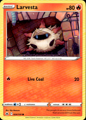 Larvesta Crown Zenith 024/159 Common Pokémon — English Lightly Played