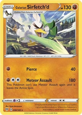 Galarian Sirfetch'd 098/189 SWSH03: Darkness Ablaze Pokémon TCG