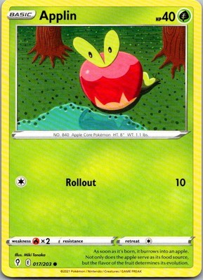 Applin 017/203 Common Evolving Skies Pokemon Near Mint