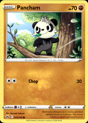 Pancham Crown Zenith 072/159 Common Pokémon — English Lightly Played