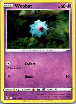 Woobat 068/203 Common Evolving Skies Pokemon Lightly Played