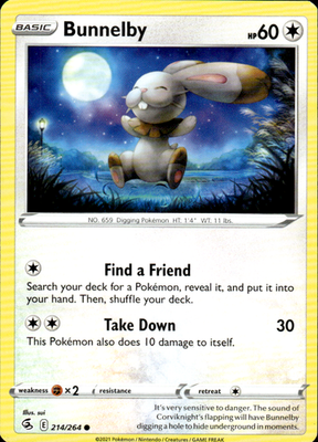 Bunnelby Fusion Strike 214/264 Common Pokémon — English Lightly Played