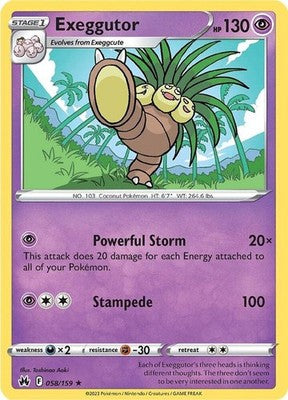 Exeggutor 058/159 SWSH: Crown Zenith Reverse Holofoil Pokémon TCG