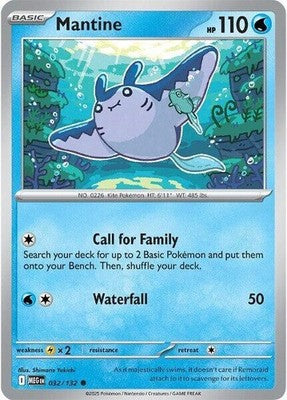 Mantine 032/132 ME01: Mega Evolution Reverse Holofoil Pokémon TCG