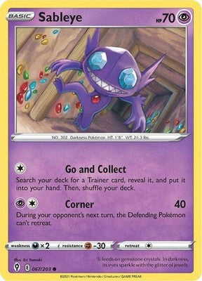 Sableye 067/203 SWSH07: Evolving Skies Reverse Holofoil Pokémon TCG