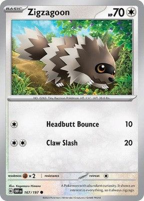 Zigzagoon 167/197 SV03: Obsidian Flames Pokémon TCG
