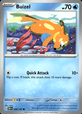 Buizel Obsidian Flames 048/197 Common Pokémon — English Near Mint