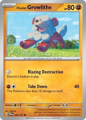 Hisuian Growlithe 099/167 SV06: Twilight Masquerade Pokémon TCG