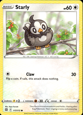 Starly Brilliant Stars 117/172 Common Pokémon — English Lightly Played